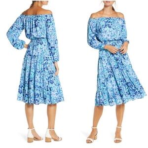 Lilly Pulitzer Jennie Off The Shoulder Midi Dress, size small.